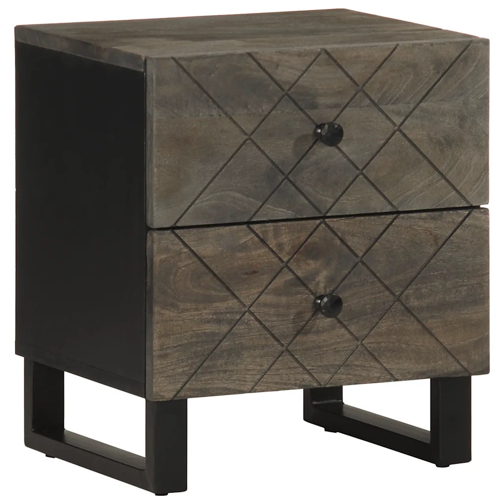 Comodini 2pz-Set di 2 Tavolino da notte Neri 40x33x46 cm in Legno Massello di Mango 258393