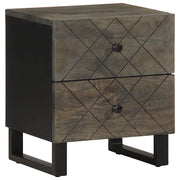 Comodini 2pz-Set di 2 Tavolino da notte Neri 40x33x46 cm in Legno Massello di Mango 258393