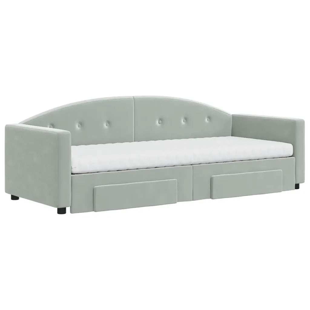 Divano Letto Estraibile Cassetti Grigio Chiaro 80x200cm Velluto 3197366