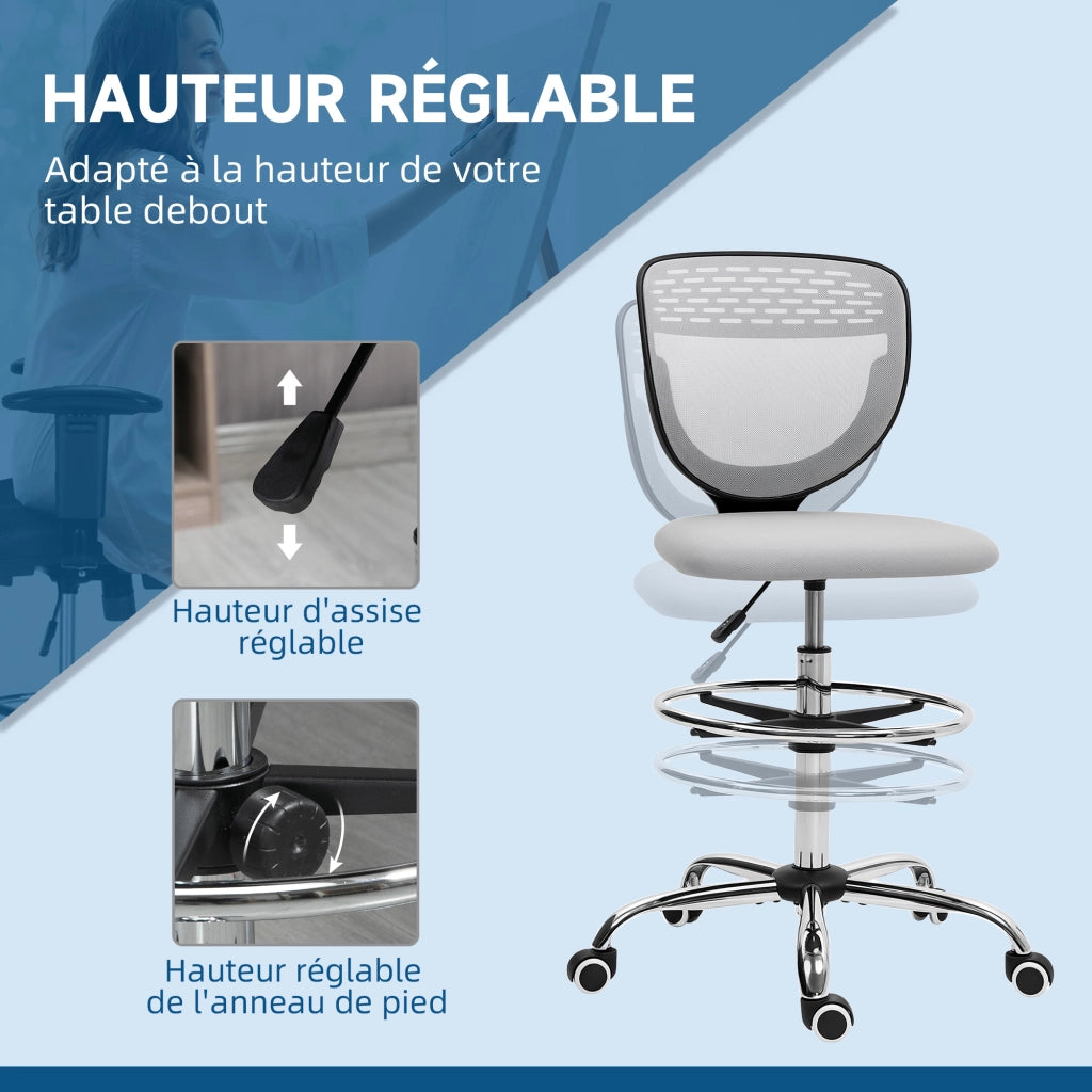 Sedia da ufficio ergonomica in rete ¨C zephmum ¨C grigio, 59x59x106-126 cm