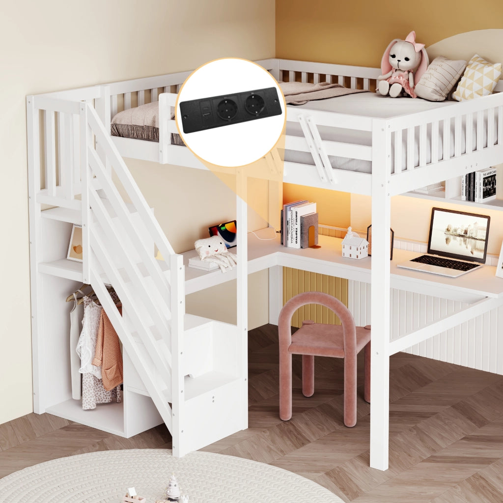 letto a castello in legno bianco 193.5 x 205 cm