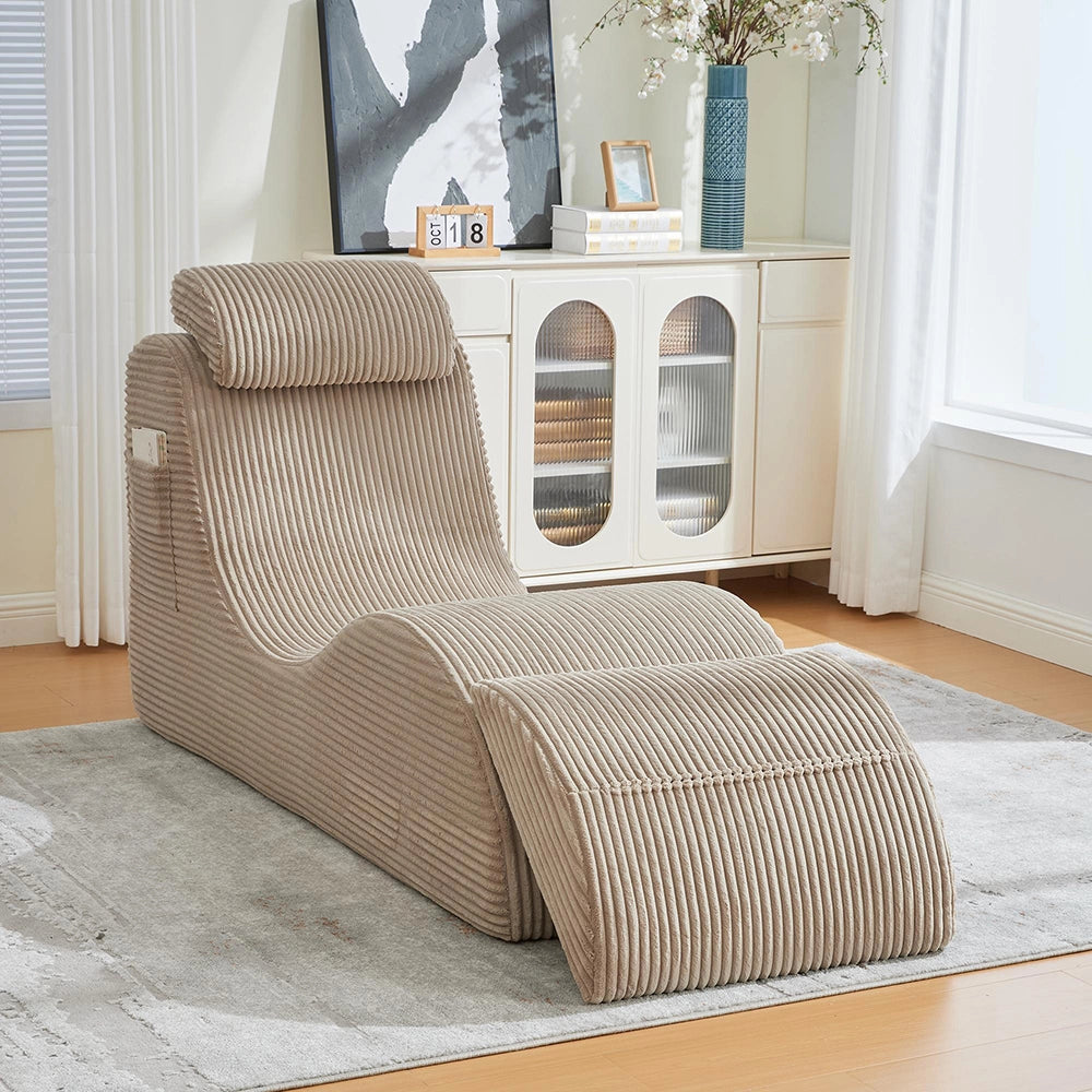 Sedia relax moderna - Xylo - Design ergonomico, schiuma elastica, cuscino rimovibile, tasca laterale, kaki