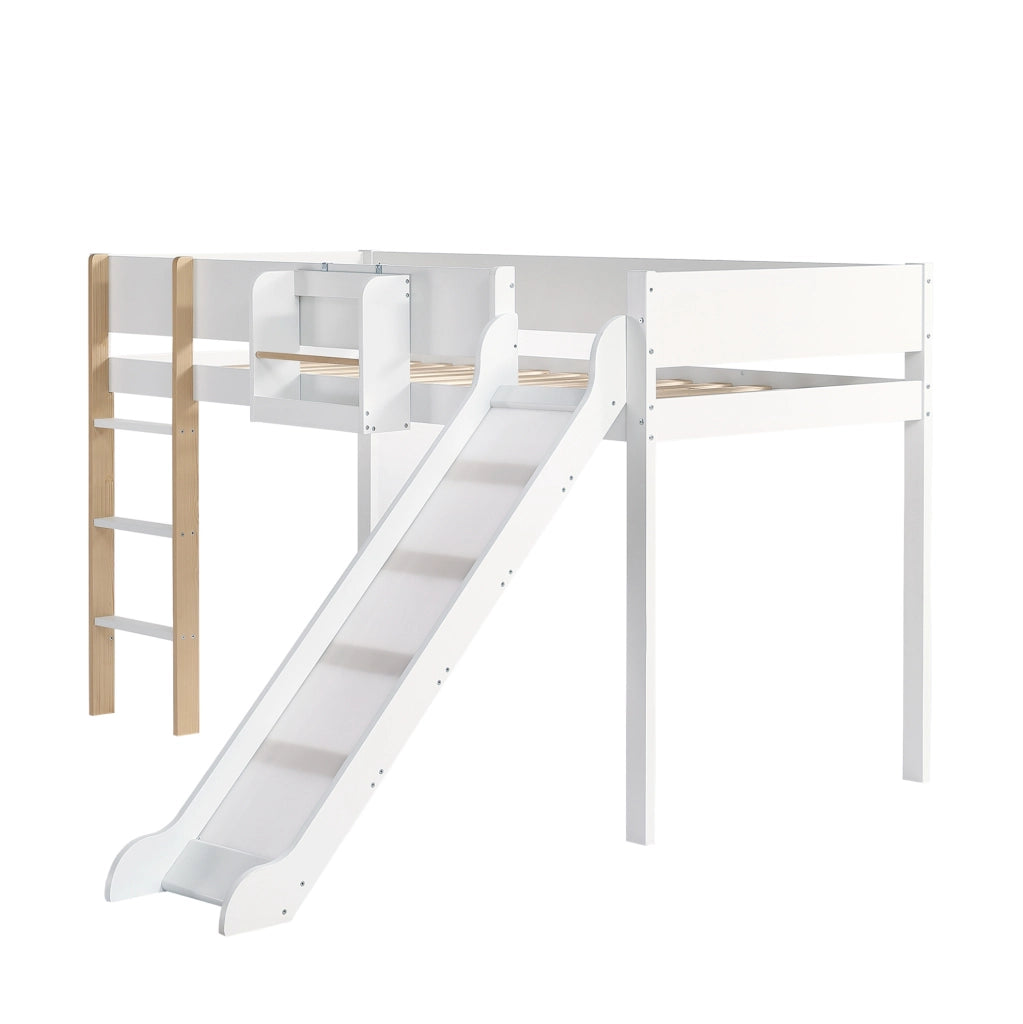 Letto a soppalco per bambini 90x200 cm con scivolo