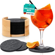 Set di 10 sottopiani in velluto per bicchieri inclusa scatola - sottopiani in velluto per bicchieri tondi in grigio scuro per bevande, bar, tazze, sottopiani per tavolo tondi in velluto