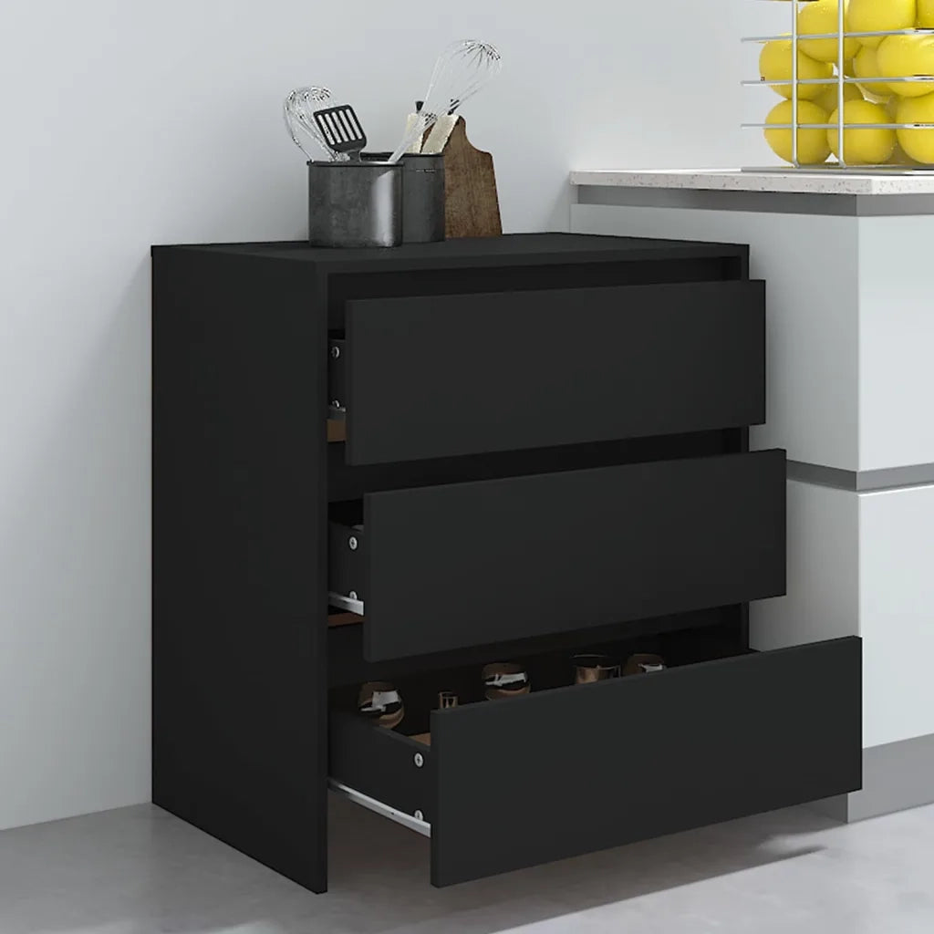 Credenza-Buffet-Armadio da cucina Nera 70x41x75 cm in Truciolato