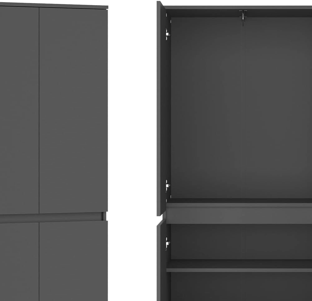 Armadio multifunzione Claus, Antracite, 74 x 191.5 cm con 4 porte