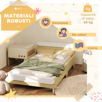 Letto Singolo per Bambini Basso con Sponde Laterali Alte 194,8x103x60,5 cm Bianco e color Legno