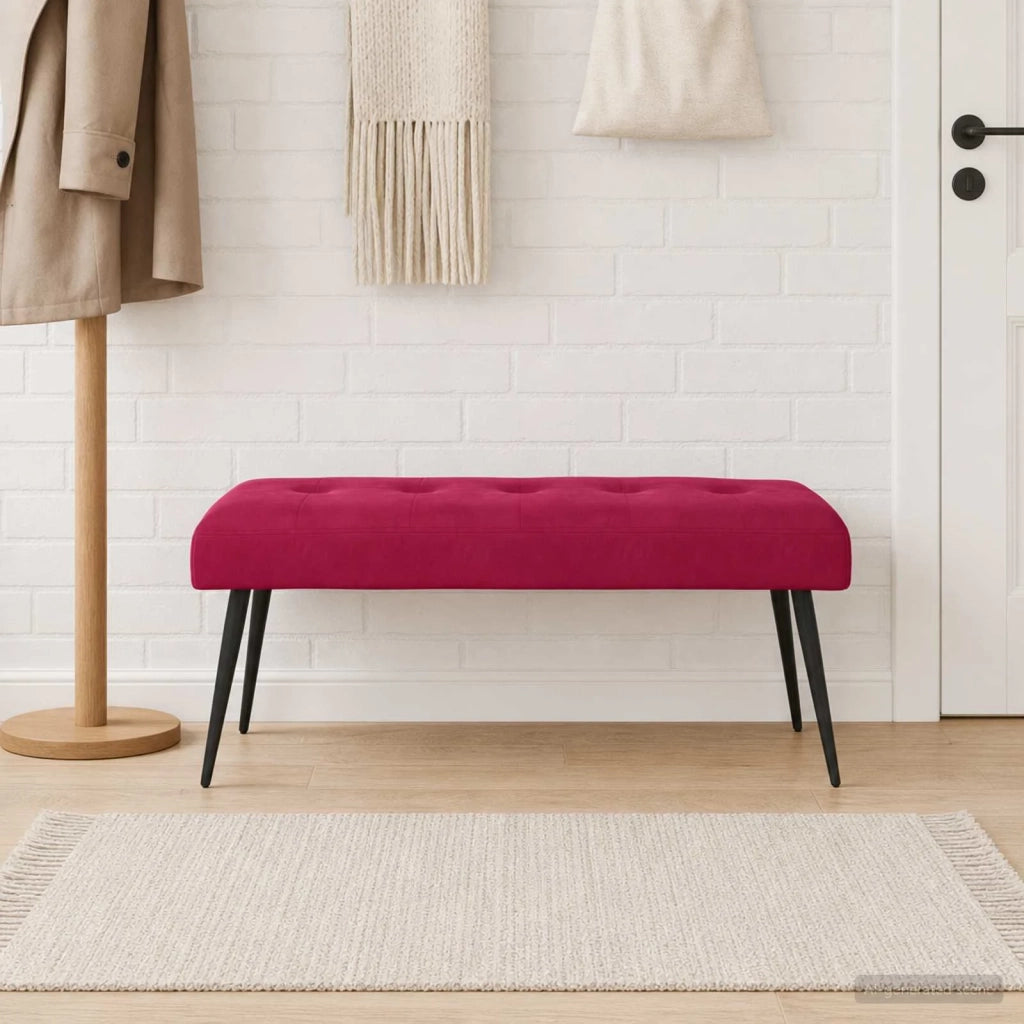 Panchina con bottoni imbottiti Rosso Vino 110 x 40 x 46 cm 42038534