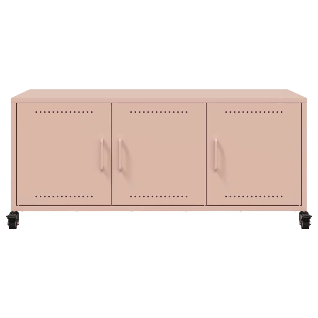 Mobile TV multimediale mensola TV credenza TV sala da pranzo soggiorno camera da letto rosa 100,5 x 39 x 43,5 cm acciaio rosa 02_0028280