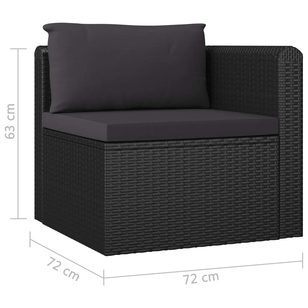 Set Divani da Giardino 7 pz con Cuscini in Polyrattan Nero cod mxl 44670