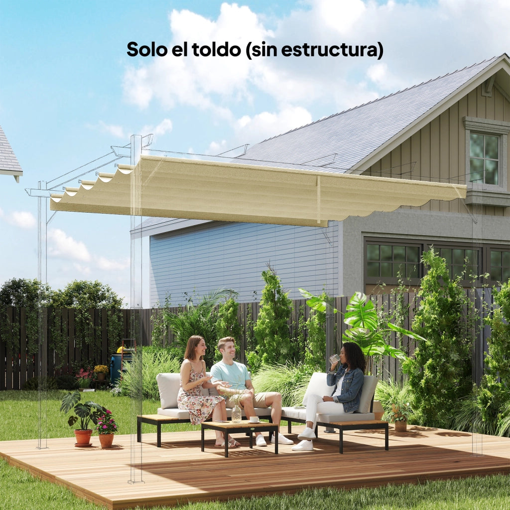 Copertura per Pergola 3.5x2.6m Tenda Retrattile ¨C zephmum ¨C Crema