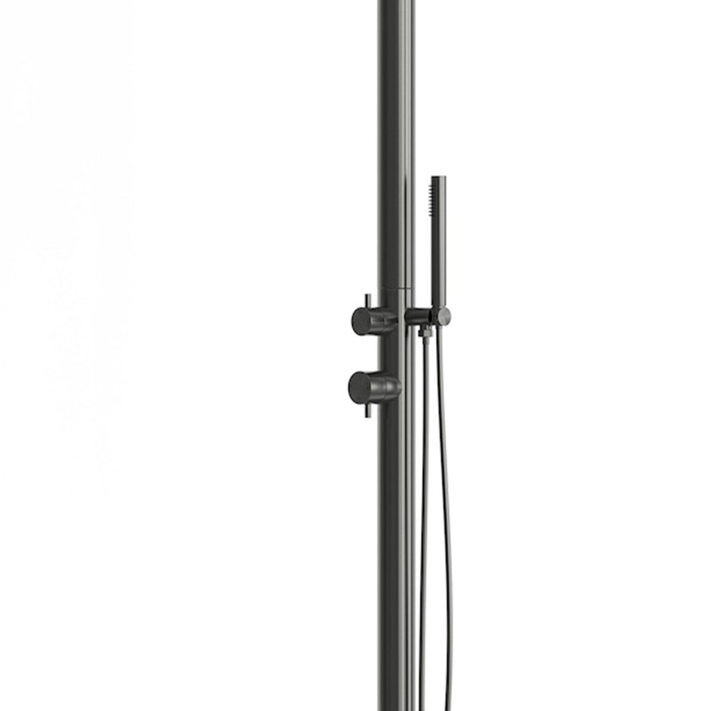 Sined Doccia Inox Luna d Nera Doccia In Acciaio Inox 316l Acciaio Con Doccino Flessibile Nera Con Ingressi Per Acqua Calda e Fredda Ideale Per Installazioni Esterne