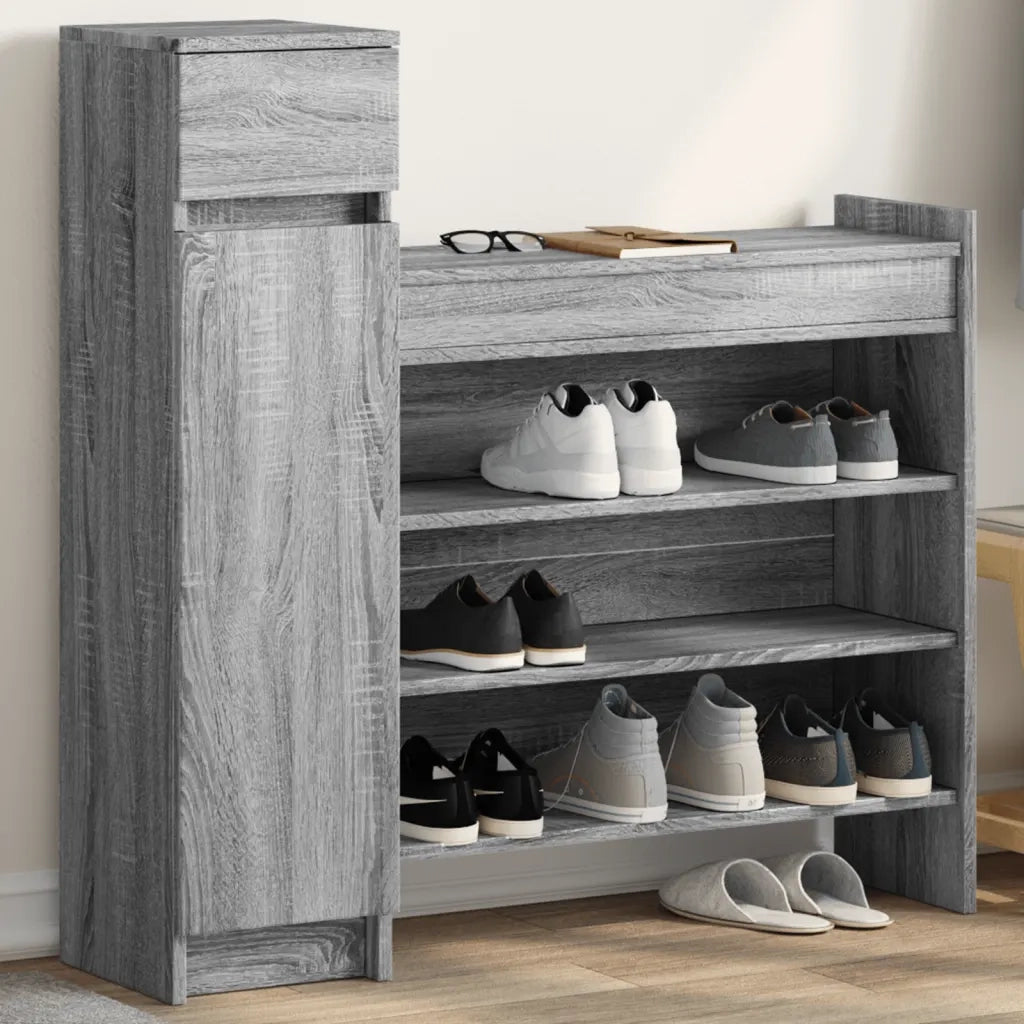 Scarpiera-Scaffale per scarpe Grigio Sonoma 100,5x28x100 cm in Legno Multistrato