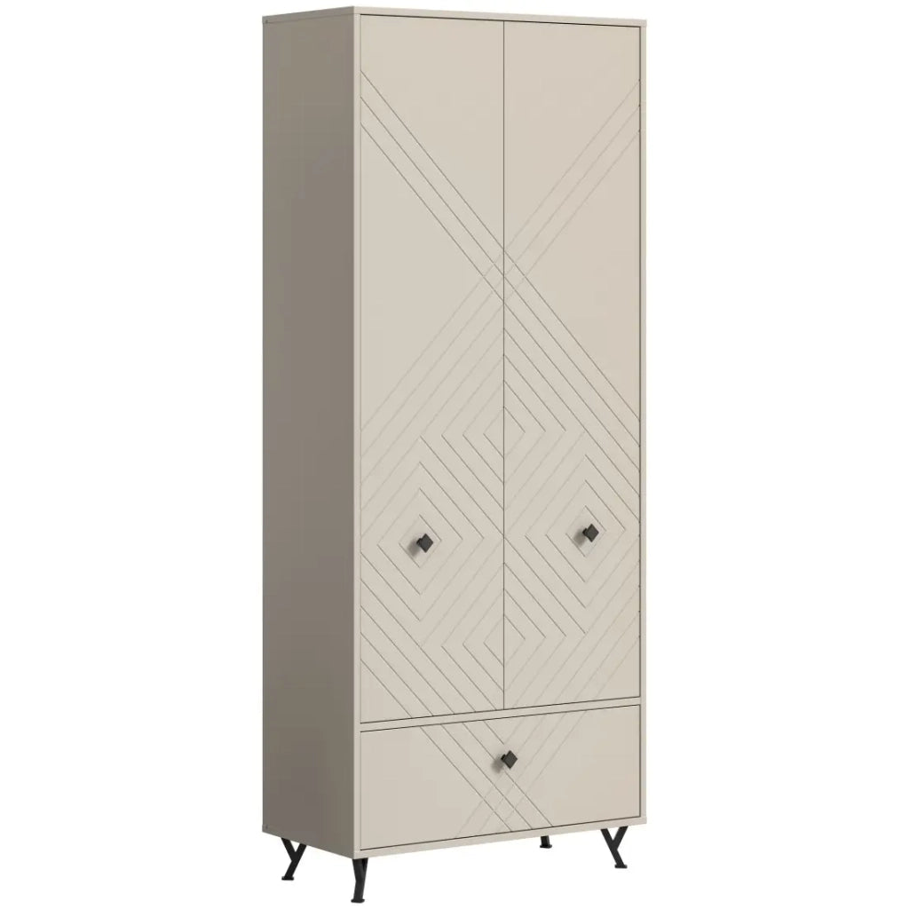 Armadio LUNA – Beige opaco – 3 porte, 6 vani – Da posizionare