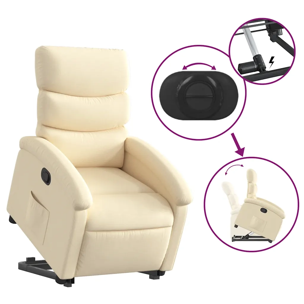 Poltrona Alzapersona Reclinabile Crema in Tessuto 3203987
