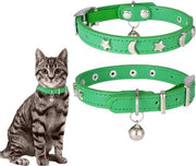 Collare per gatto personalizzabile in pelle con suono e cintura elastica di sicurezza a stella e luna disegno