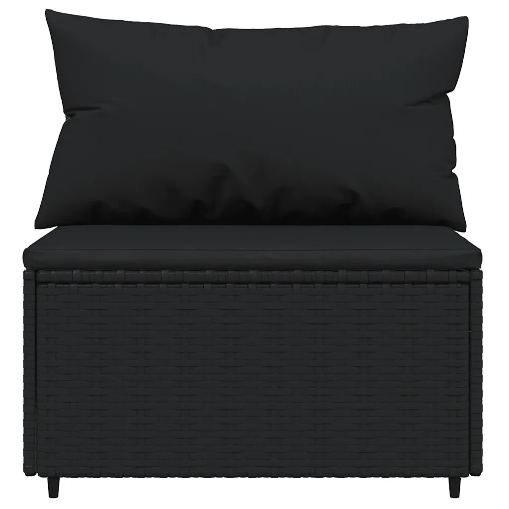 Set Divani da Giardino 3 pz con Cuscini Nero in Polyrattan 319780