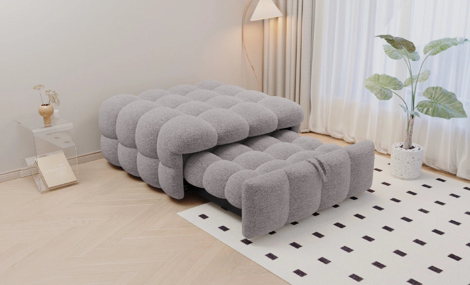 DIVANO LETTO 183 x 76 x 42 cm in Teddy Grigio