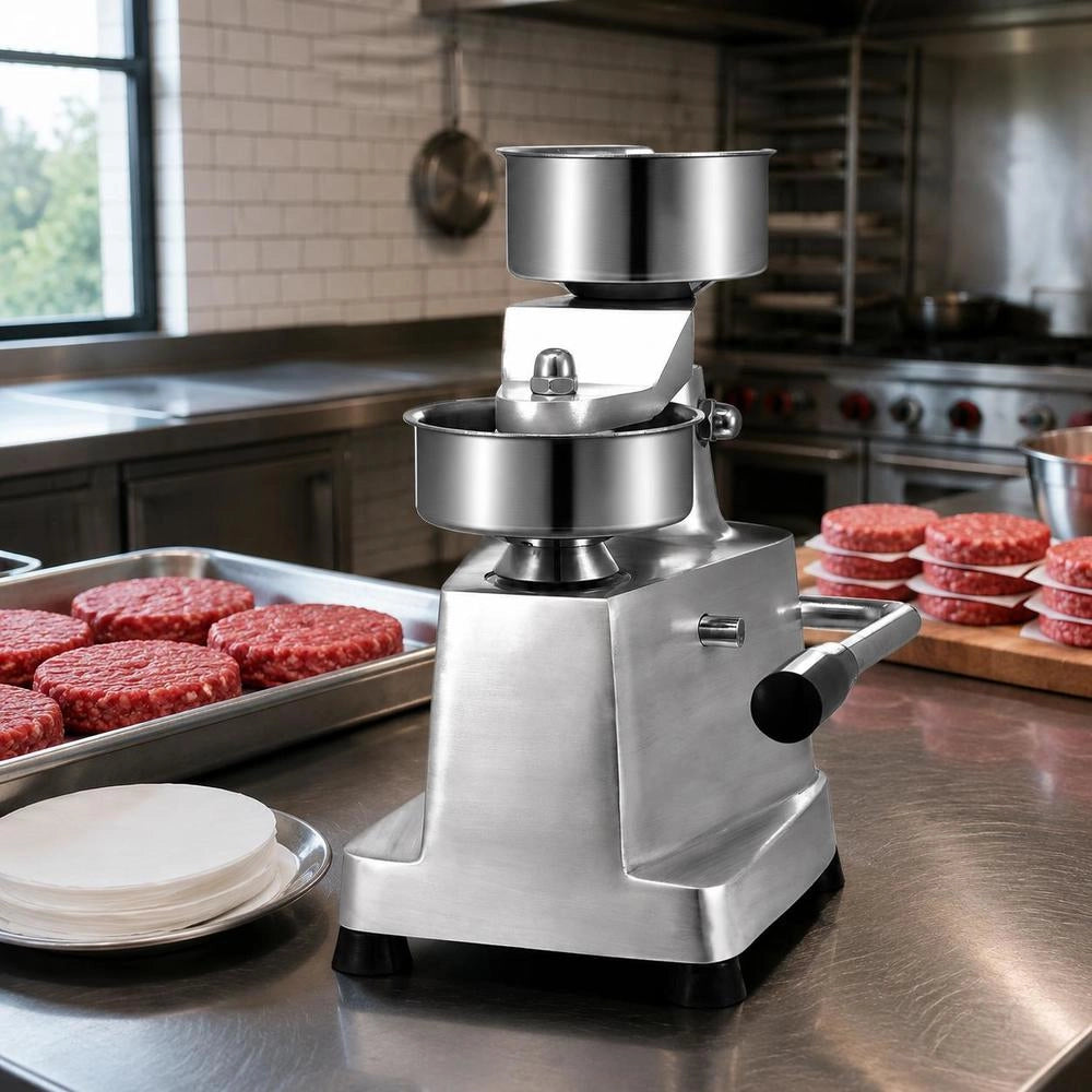 Commercial Burger Patty Maker, 10 Cm Hamburger Beef Patty Maker, Robust, Food-safe Stainless Steel Bowl Burger Press, Kitchen Meat Forming Machine With 1000 Patty Patties