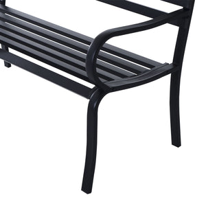 Panca da Giardino 2 Posti in Metallo 127x62x82 cm  Nero