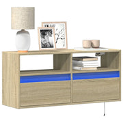 Mobile TV a Parete con Luci LED Rovere Sonoma 100x31x45 cm 852336