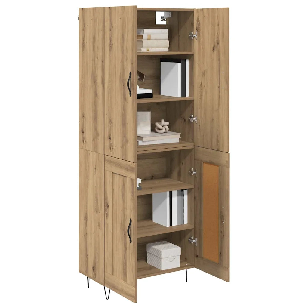 Credenza 2 pcs Rovere artigianale Legno ingegnerizzato e vetro