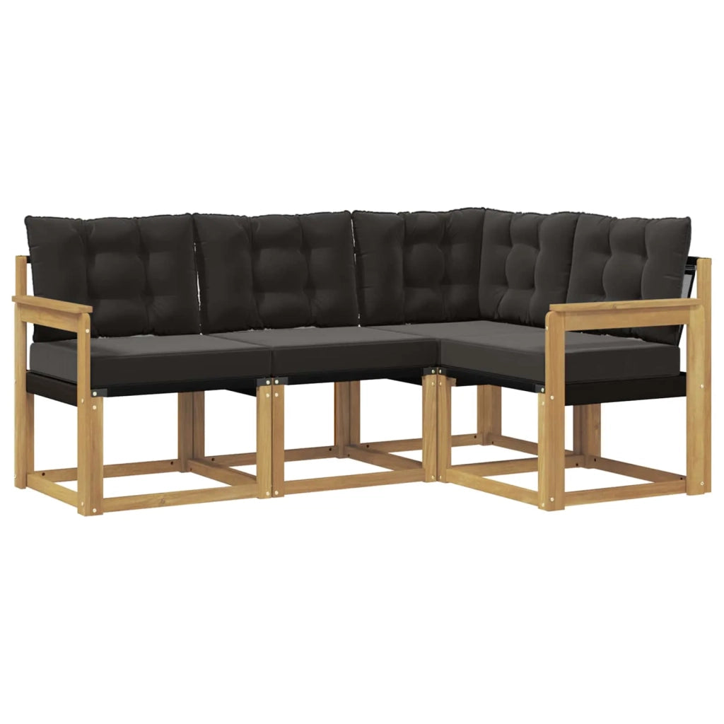 Set di divani da esterno con cuscino 4 pcs Bianco e Nero