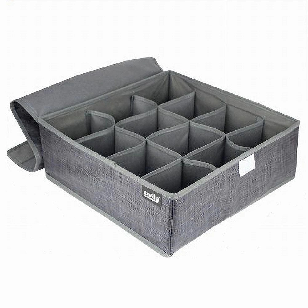 Trade Shop - Portaoggetti Tessuto Organizer Contenitore Biancheria 12 Posti 32x32x12 Cm 69718 -