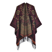 Nuovo scialle da donna in cashmere con spacco e nappe boh¨¦mien.