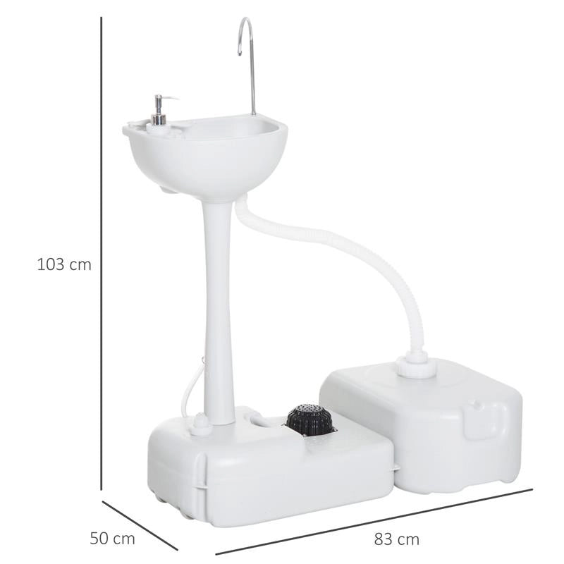 LAVABO PORTATILE SERBATOIO ACQUA 17 L SAPONE 3.5 L CISTERNA DI SCARICO 24 L