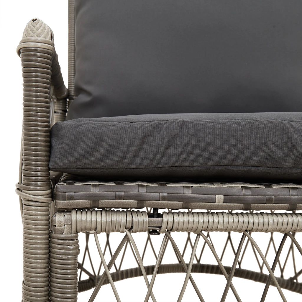 Poltrona da Giardino con Cuscini Grigia in Rattan Sintetico