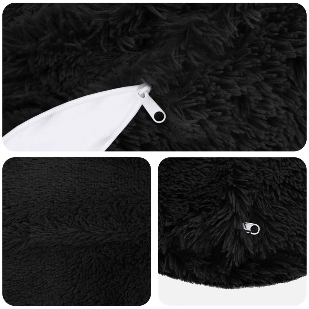 Cuscino con cuscino HEERLEN 2 pz Nero Fleece PV 929865