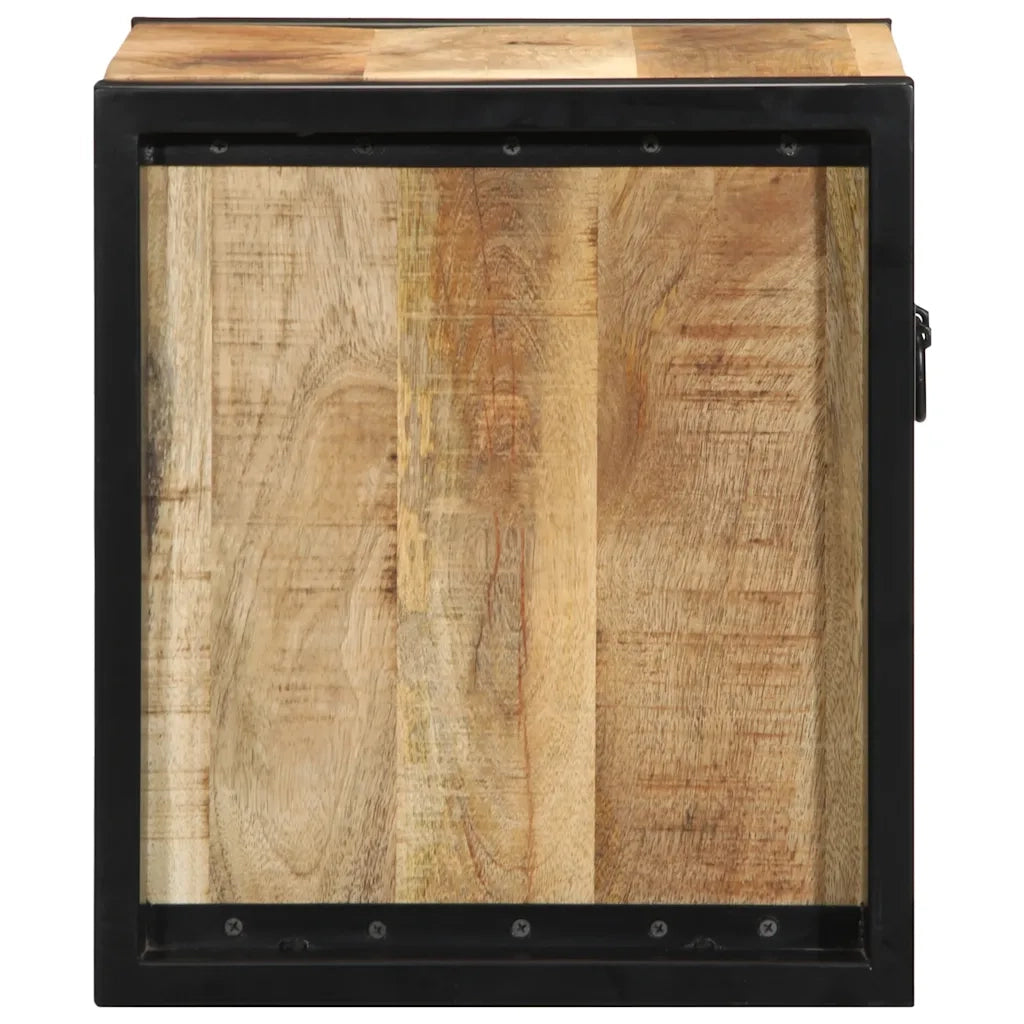 Comodini 2 pz 40x35x40 cm in Legno Massello di Mango Grezzo
