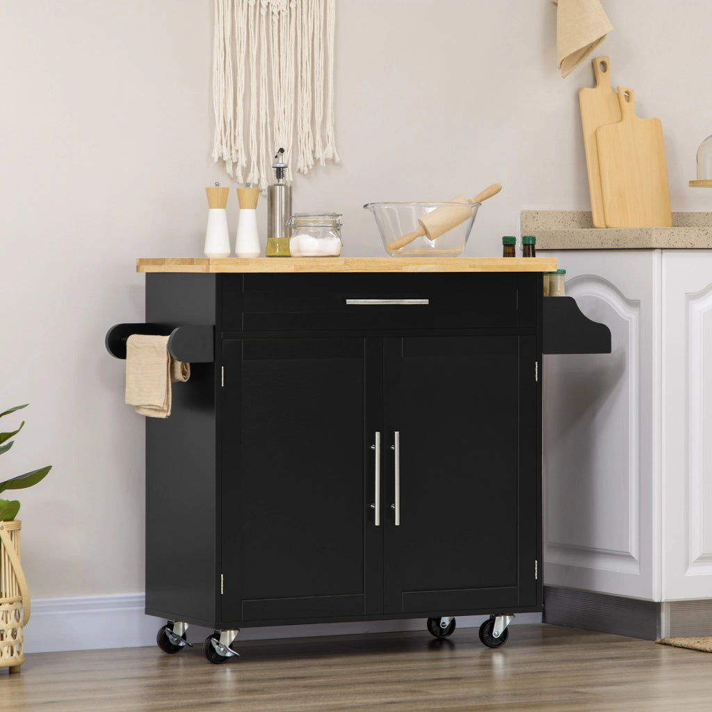 Tavolo cucina mobile con ripiani ¨C zephmum ¨C nero 109x40x89 cm