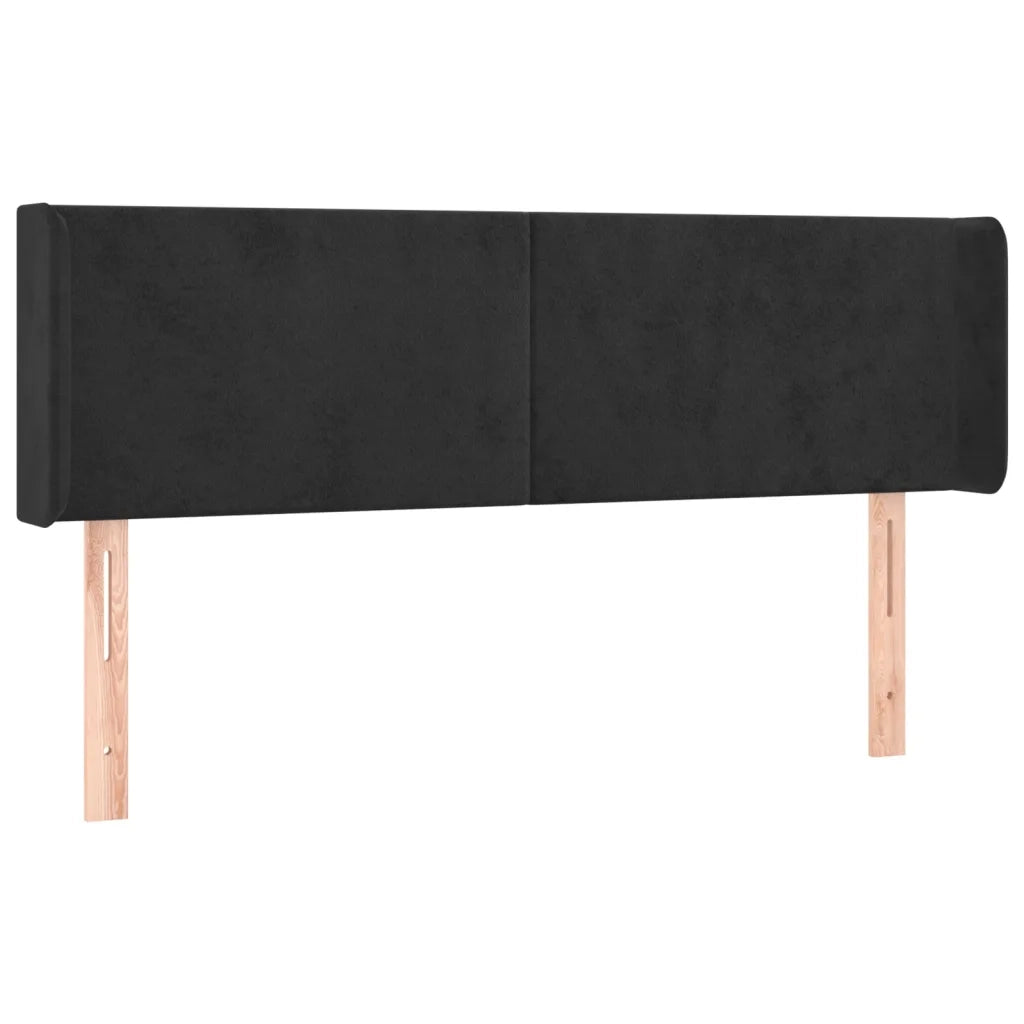 Testiera ad Orecchio Nera 147x16x78/88 cm in Velluto 3118538