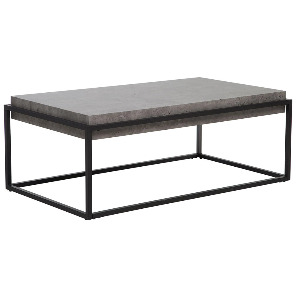 Tavolino da caffè Piano Effetto Cemento Grigio Struttura in Metallo Nero 104 x 64 cm Rettangolare Soggiorno Industriale