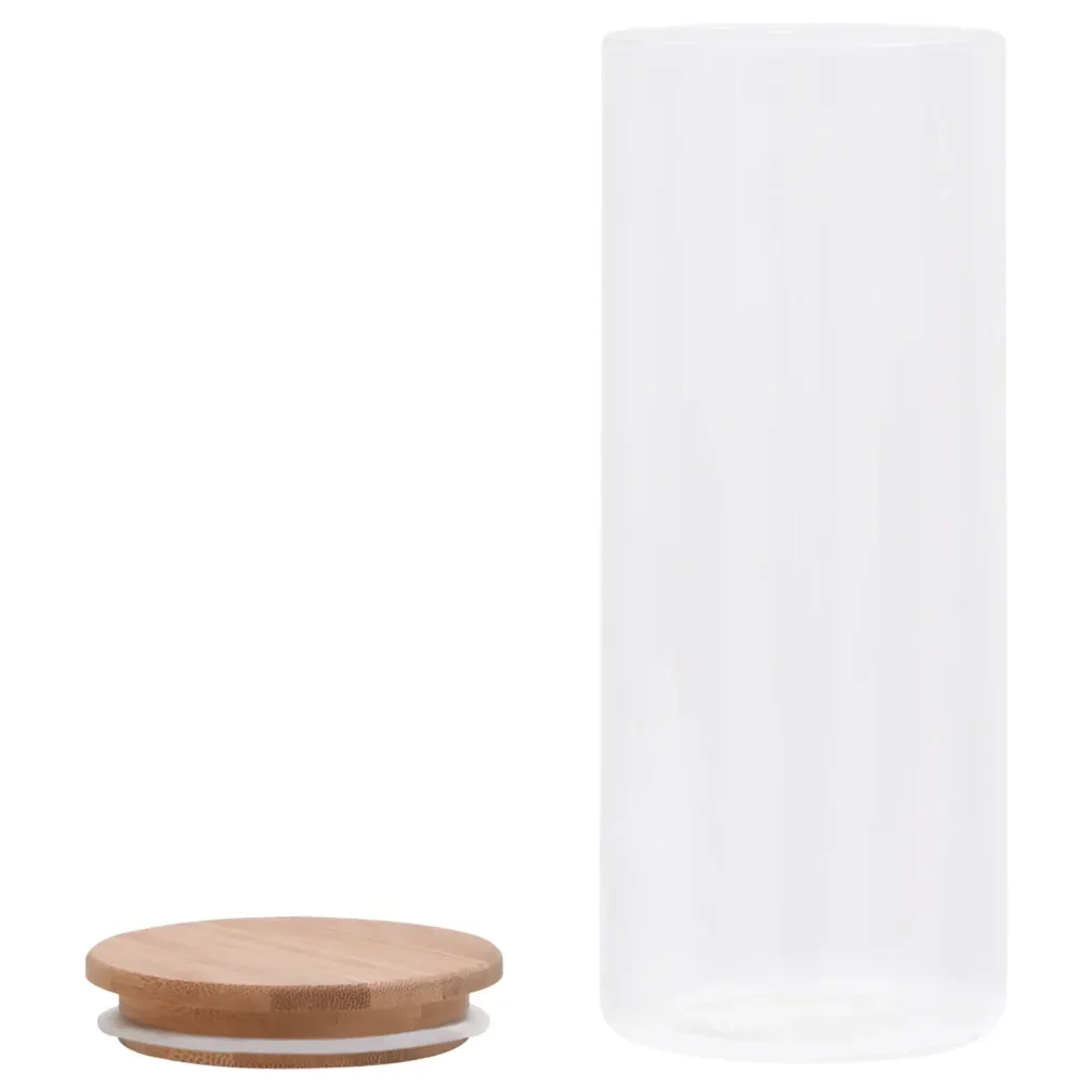 Barattoli di Vetro con Coperchio in BambÃ¹ 6 pz 1000 ml cod mxl 54738