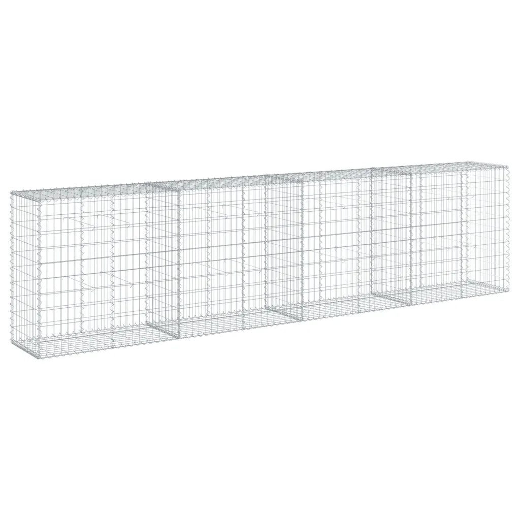 Cesto Gabbione con Copertura 400x50x100 cm in Ferro Zincato 3295145