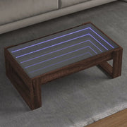 Tavolino da Salotto con LED Infinity-Tavolino da soggiorno Rovere Marrone 90x53x30 cm