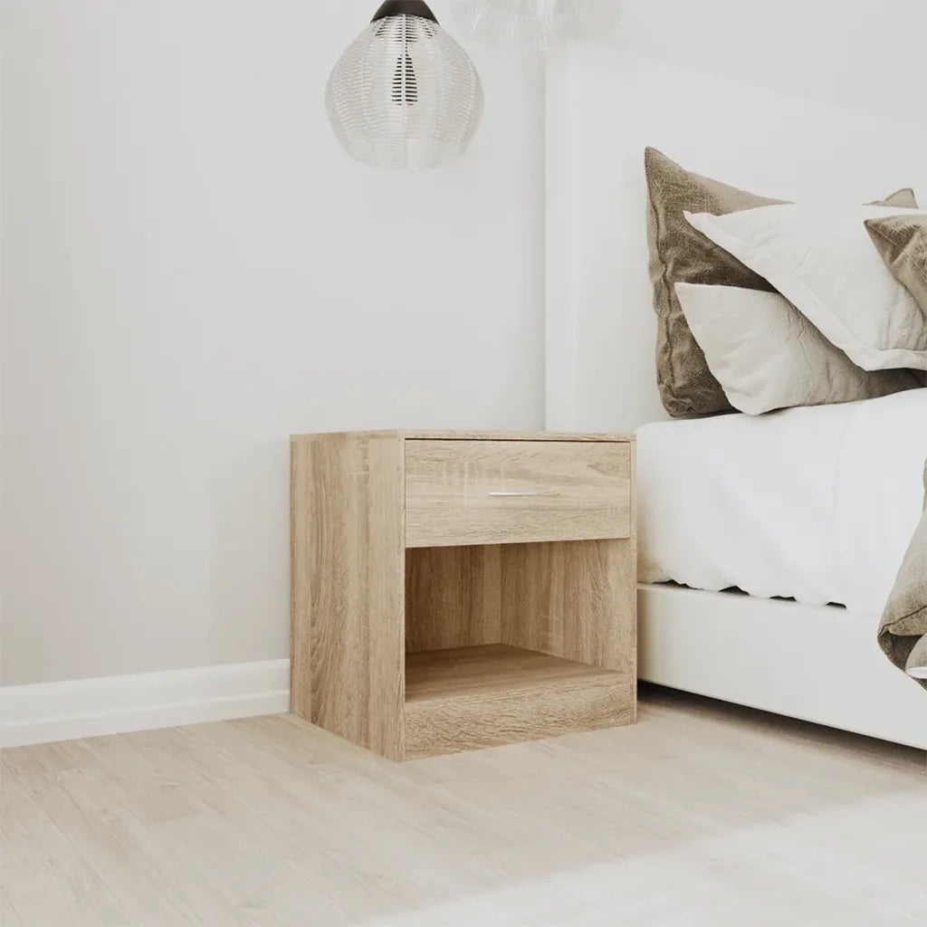 Comodini 2 pz con Cassetto-Set di 2 Tavolino da notte Colore Rovere