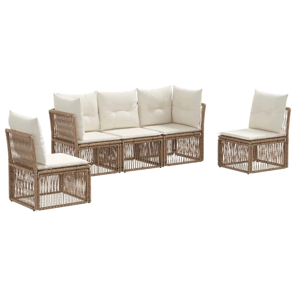 Set Divano da Giardino 5 pcs Beige polyrattan 3434154