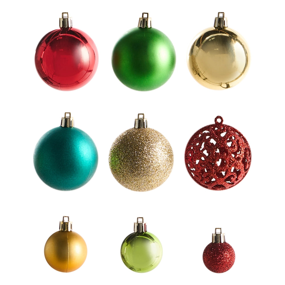 Set di 100 palle di Natale in plastica multicolore appese all'albero di Natale in stile tradizionale e moderno Palle di Natale