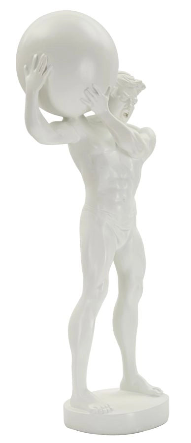 Statuetta Atlas 18x12,5x50 cm in Resina Bianco