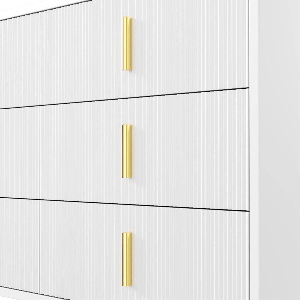 Credenza 120x40x77 cm bianca e oro – 6 cassetti, ampio spazio