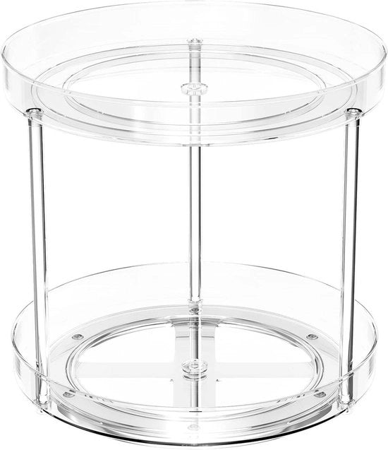 Kruidenrek multifunzionale a due piani rotativo - Organizzatore trasparente per la cucina - Piattaforma rotativa per spezie, flaconi e lattine