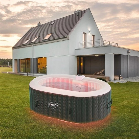 Hottub Opblaasbare con Illuminazione a LED per 2 Persone - 90 Getti d'Aria - 550L Bagno con Bolla per Interno ed Esterno - Progettazione Intuitiva