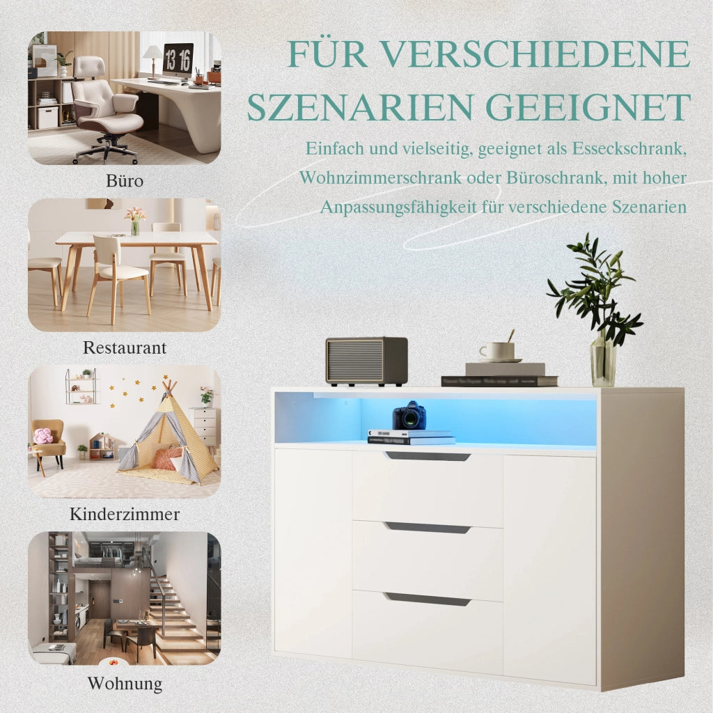 SIDEBOARD con ripiano aperto 120x40x85 cm bianco in legno ingegnerizzato