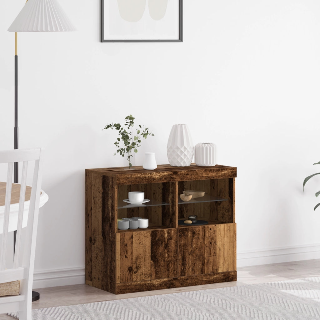 Sideboard con Luci LED Legno Vecchio 81x37x67 cm