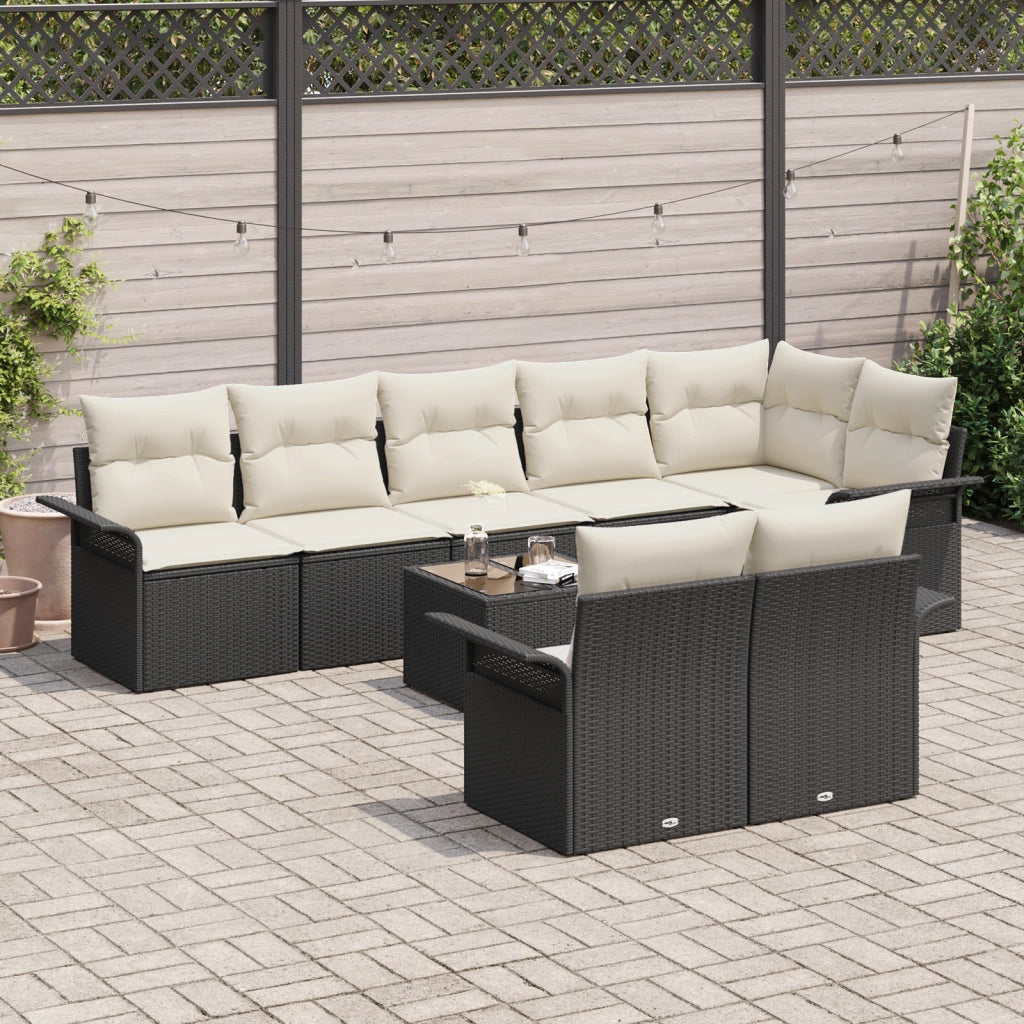 Set di divani da giardino da 8 pezzi con cuscini marroni in polyrattan