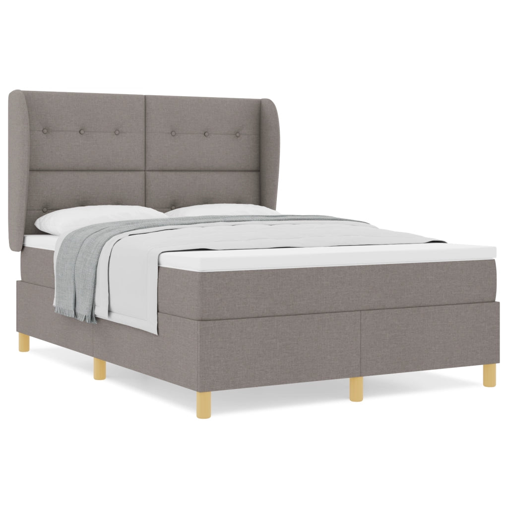 Letto Box Spring con Materasso Tortora 140x200 cm in Tessuto